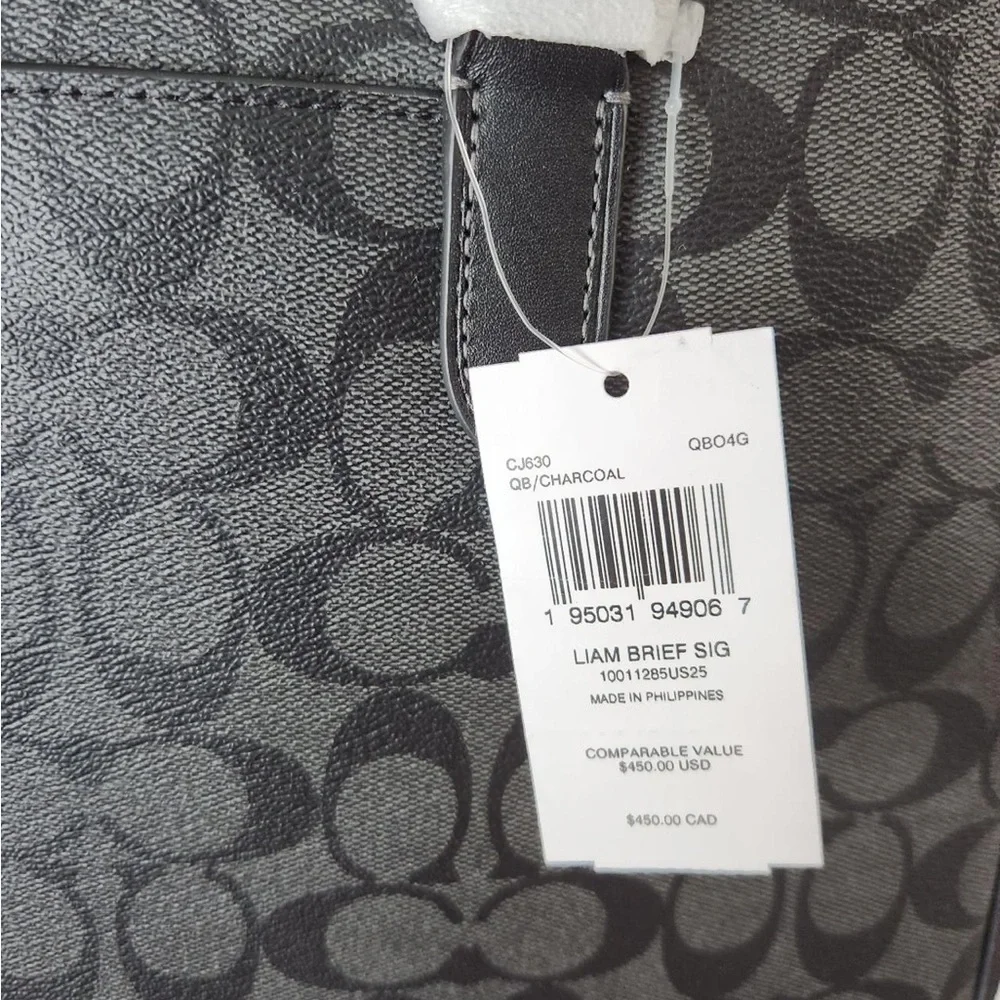 NWT！COACH LIAM COMPACT BRIEF IN SIGNATURE CANVAS (COACH CJ630) - Picture 3 of 6